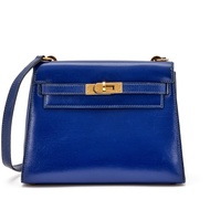 Hermès Hermès Blue Sapphire Box Calf Mini Kelly Sellier 20 Shoulder Gold Hardware, 1960-1970