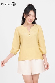 Áo kiểu cổ V phối khuy IVY moda MS 17M8246