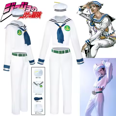 Higashikata Josuke Cosplay Costume Anime JoJo School Sailor Suit Hat Adventure Josuke Gappy Hallowee