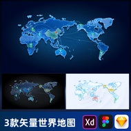 Original Large Screen Visualization Technology Sense Three-Dimensional Global Map World Map Figma Ve