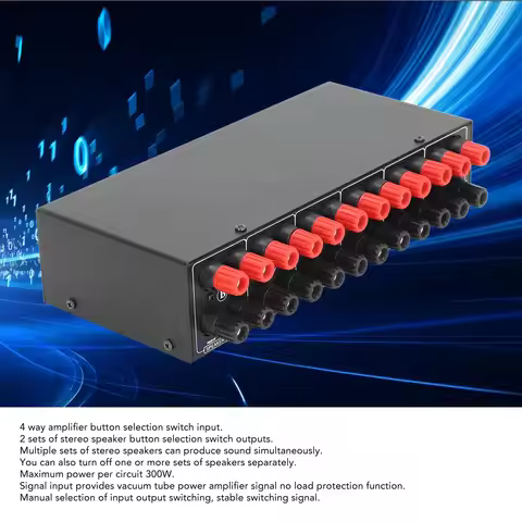 Audio Selector Passive Selector 4 Amplifier In 2 Speaker Out Audio Selector Box for Music Playing Mu