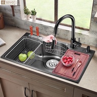 Black Kitchen Sink Nano Sink Single-slot Kitchen 304 Stainless Steel Large Basin Sink