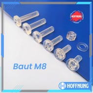 M8 Plastic M8 Bolts M8x15 M8x20 M8x25 M8x30 M8x35 M8x40 M8x50 mm Acrylic Plus Transparent Bolt Nuts