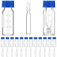 Qinyoung 100 set Vial Autosampler 2ml dengan Penutup dan 100 unit Sisipan Vial HPLC 250ul, Vial Jern