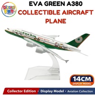 14cm Eva Kitty Green Airlines Airbus A380 Diecast Aircraft Model Alloy Airplane Collectible Educatio