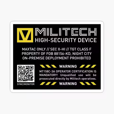 Militech High Security Device 5PCS Stickers for Cute Background Car Luggage Print Cartoon Art Window