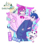 EARLFAMILY 13cm x 11.2cm Dandadan Ayase Momo and Okarun Car Sticker Anime Colorful Caravan Rearview 