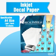 (10 sheets) QUAFF Water Slide Decal for Inkjet Printer Dark / Light