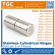 5/1PCS Stainless Cylindrical Hinges 6 / 8 / 10 / 12 / 16 / 20 / 22 / 25 / 30 / 40 / 50 mm SS Cylindr
