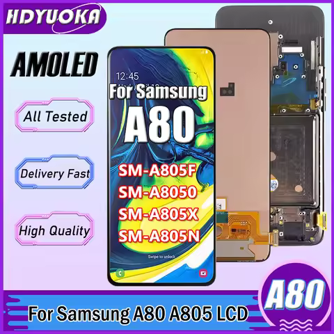 6.7" Super AMOLED LCD For Samsung A80 A805F LCD Display Touch Screen Digitizer Assembly Support Fing