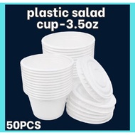 50pcs salad cup with lid 3.5oz white plastic