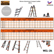 Winner Ladder Aluminium Compact Ladder WCL-32 Multipurpose Ladder 32 Step 150KG Duty Rating Heavy Du