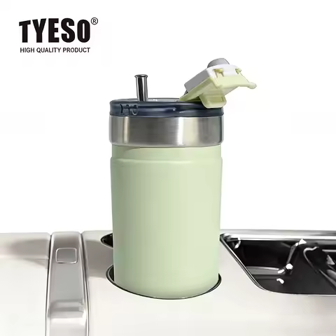 Tyeso Minimalist Matte Insulated Thermoses Stainless Steel Portable Tumbler with Straw Leakproof Car