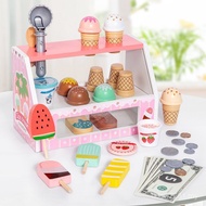 Children's Role-Playing Simulation Sale Wooden Small Sales Department Baby Ice Cream Play House Stor