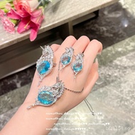 Topaz Palace Style Necklace Sapphire Brooch Zircon18K Gold European Water Plated Color Gemstone Polk