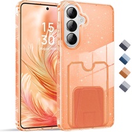 Kickstand Wallet Case 2-3 Cards Holder Girl Glitter Clear Soft TPU Slim Shockproof Case for Samsung 
