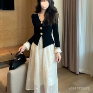 Taiwan Shipping Narrow-Waisted One-Piece Dress Large Skirt Stitching Fashion Slimmer Look High-End T