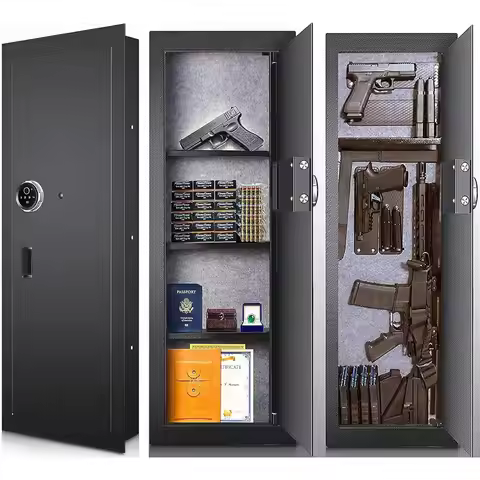 Biometric Security Safe for Valuables, Hidden Fingerprint Lock, Wall-Mounted Rifle/Handgun Storage (