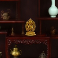 Vintage Zinc Alloy Gilded Tibetan Two-Armed Mahakala Buddha Statue Metal Crafts Cultural and Creativ