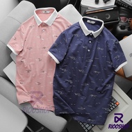 Men's polo shirt with beautiful pattern, men's t-shirt with black blue, pink vnxk collar, regular RIOOSHOP RSP014 has large size, big size