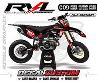 Decal sticker klx gordon 150 full body - hologram - tebal - chrome design hitam merah ksr