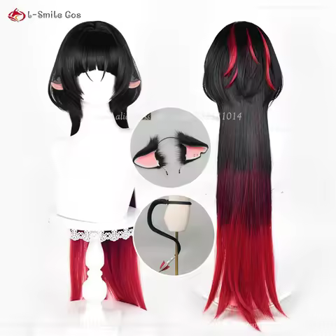 ZZZ Jane Doe Cosplay Wig 90cm Black Red Mixed Wigs For Women Cosplay Anime Wig Heat Resistant Synthe