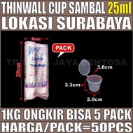 Thinwall Cup 25ml 35ml 60ml 100ml 150ml Pack Cup Puding n Saos Sambel Plastik SBY