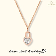 A.CEMI Heart Lock Necklace Rose Gold สร้อยคอเงินแท้ ชุบทอง 18K ของขวัญแฟน