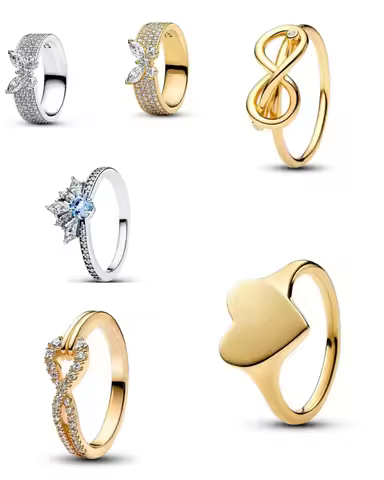 2025 European New 925 Silver Size 6 7 8 9 Heart Shaped Ring Gold Butterfly Fit Wedding Parties Women