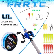 FRRTC UL Casting Carbon Ultralight Rod and 7.2:1 Baitcasting Fishing Reel for Freshwater Fishing