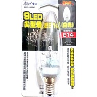Asahi Denko LED-1493W 9LED Pointed Bulb E14 (White Light)