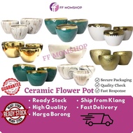 Exclusive Ceramic Gold Nordic Orchid Flower Pot Pasu Bunga Orkid Hiasan Seramik Gold Besar Decoratio