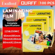 Quaff ID Size Laminating Film 65*95mm / 70*100mm / 80*110mm (100 Sheets)