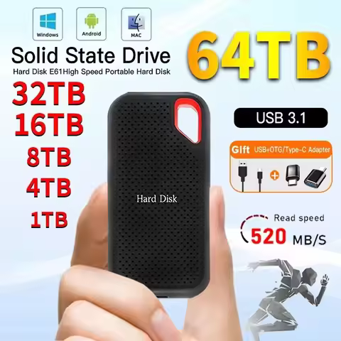 Genuine High-speed E61 1TB/2TB Portable SSD 4TB External Hard Drive 256TB USB3.1 Type-C Solid-state