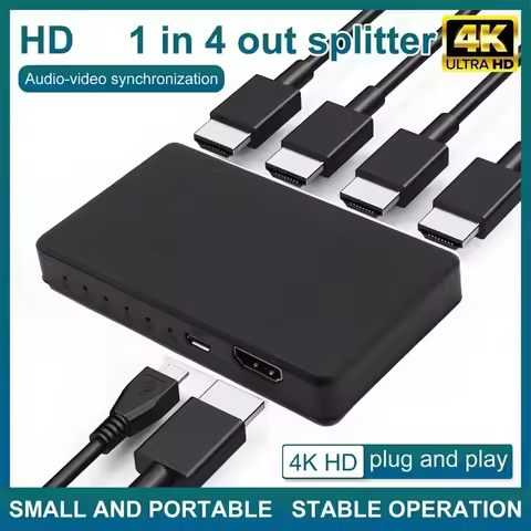 1 in 4 Out HDMI-Compatible Splitter HD 4K Video Switcher Cable Adapter 1x4 Hub For PS4 Laptop Monito