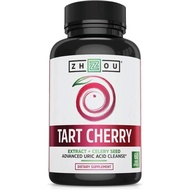 Zhou Tart Cherry Extract with Celery Seed 60 Veggie Capsules Advanced Uric Acid Cleanse for Joint Comfort, Healthy Sleep Cycles &amp; Muscle Recovery | 30 Servings