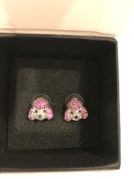 韓貨 珠寶級別粉色彩寶貴賓狗耳環