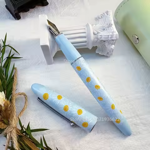 Hongdian C3 Metal Fountain Pen Natural Oil Painting Series 5# EF F Blade Long Knife Nib School Offic