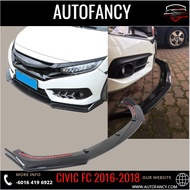 HONDA CIVIC FC 2016-2018 FRONT BUMPER LIP CARBON AND GLOSS BLACK SPEC 3 SECTION SPEC