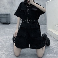 New Women's Summer Tooling Korean Style Figure Flattering JumpsuitinsBlack Jumpsuit High Waist2023Small Man