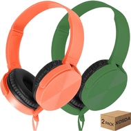 2 Pek Fon Kepala Kanak-Kanak untuk Pelajar Sekolah, Fon Kepala Berwayar Set Kelas Tahan Lasak untuk 