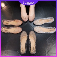 oeggeo shop Breathable perforated shoes Crystal hollow jelly shoes Flat soled women's shoes