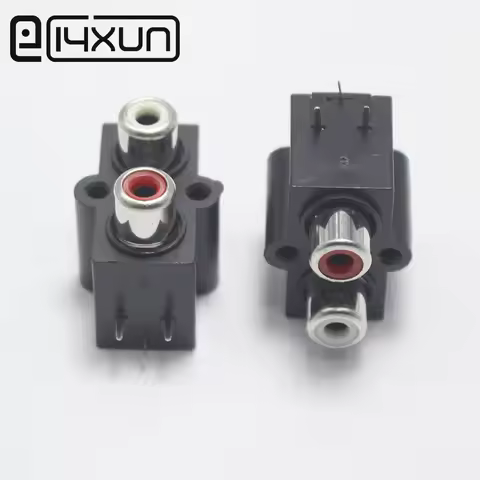 2pcs Red + White RCA Female jack 2 Hole AV Connector Audio Input to Speaker Output Socket Adapter