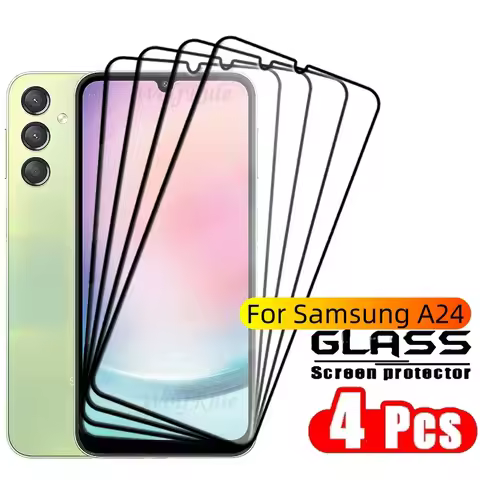 1/2/3/4PCS Full Cover Glass For Samsung A24 Glass Samsung Galaxy A24 Tempered Glass Full Glue Screen