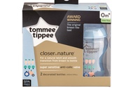 Tommee Tippee ขวดนม Closer to Nature ขนาด 9 oz รุ่นสีฟ้า แพคคู่  ขวดคอกว้าง พร้อมจุกนม 0M+  3M+