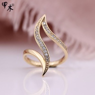 [ HOT ] Cincin Wanita Permata Kristal Lapis Emas 23k / Cincin Wanita Musim Panas Terbaru Anti Karat / Cincin Wanita Model Baru