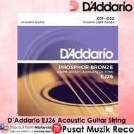 D'Addario EJ26 Phosphor Bronze Acoustic Guitar Strings Custom Light 11-52 Tali Gitar Akustik Gitar Kapok 1 SET 6 Tali