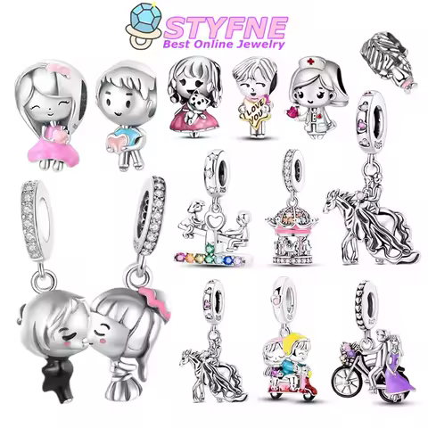 Women 925 Silver DIY Bracelet Boutique Couple Engagement Jewelry Gifts Charms Beads Romantic Love St