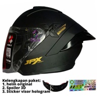 Helm JPX NOVA X V2 SOLID BLACK DOFF SPOILER 3D HALF FACE DOUBLE VISOR ORIGINAL SNI DOT