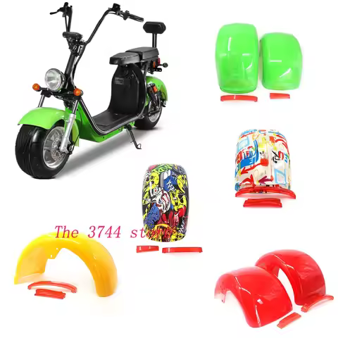 Front Rear Fender Mudguards With Taillights Plastic Shell For Citycoco Electric Scooters 225/55-8 18